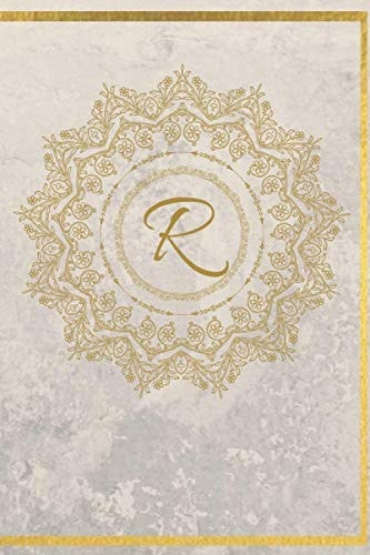 R: 6”x 9” Medium Lined Notebook Personalised with Initial Letter R | 100 College Ruled Journal Pages for Diary Writing, Taking Notes | Cute Gift for ... & Women - Gold Design (Gold Letter Notebooks)