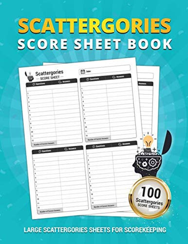 Scattergories Score Sheet Book 100 Large Score Sheets for Scorekeeping | Elegant Scattergories Game Record Keeper Book