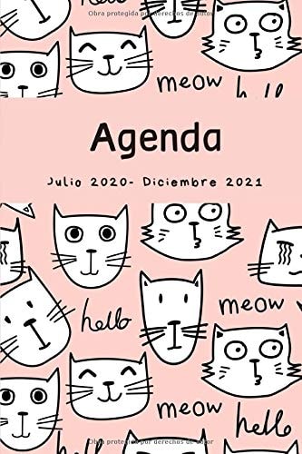 Agenda Julio 2020 - Diciembre 2021 Gatos, Calendario 2020- 2021, 18 Meses, Agenda Semanal y Mensual, Planificador
