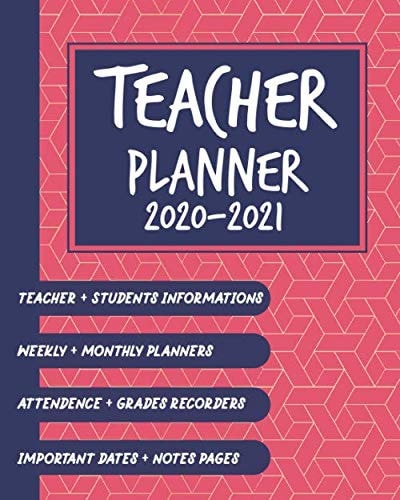Teacher planner 2020-2021: Lesson Planner and record book for Teachers. Weekly and Monthly | Academic Year Lessons Plans for Teachers and Homeschooling to keep track of children's learning