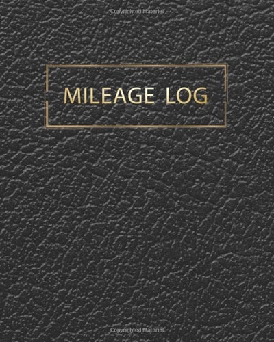 Mileage Log: Black Leather Business Mileage Log Book, Gold Text Mileage Log Tracker, Mileage Log Book For Small Business Daily Auto Fuel Mileage Log, Expense Record, Tracker for Businesses Notebook