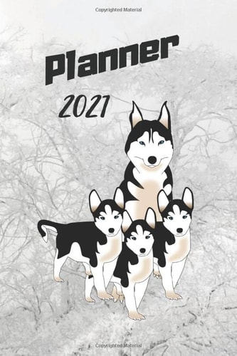 Planner 2021: Simple Planner with Husky Dogs
