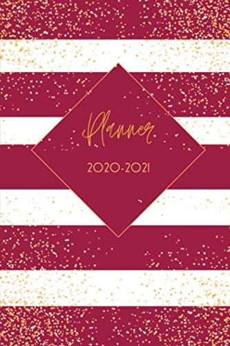 2020-2021 planner: Elegant Planner 2020-2021 for women- Monthly & Weekly Schedule Organizer for a focus productivity - Stripes & Golden glitters design