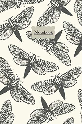 Moths Pattern Notebook: Notebook / Plain Journal / Simple Blank Lined Writing Book / Diary / Moths / Entomology / Study / University / Monochrome / ... Indie / Cute / Insects / Butterflies / Garden