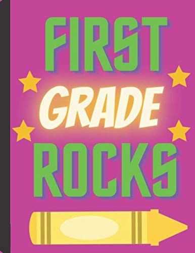First Grade Rocks: Primary Composition Half Page Lined Notebook Handwriting Practice for School