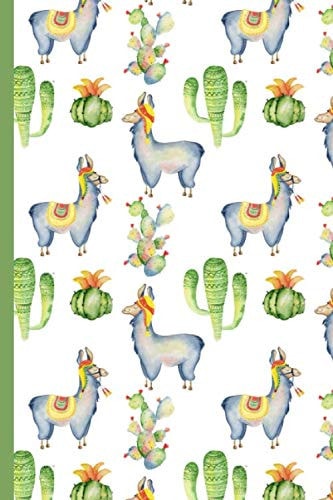 Llama Notebook Journal: Wide Ruled Paper - Cute Llama With Cacti