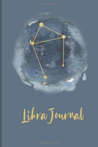 Libra Journal Wide Ruled Paper 6 X 9 Inches with 100 Pages - Libra Zodiac Constellation Watercolor