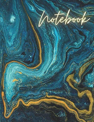 COMPOSITION NOTEBOOK College ruled l 8.5x11 in l 120 Pages: Blue and Gold MARBLE Notebook For Men & Women