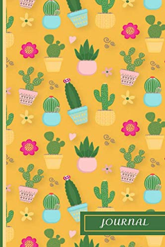 College Ruled Journal Cute 120 Page Cactus Pattern Notebook | for Professionals, Teachers, and Students | with Dashed Line Paper