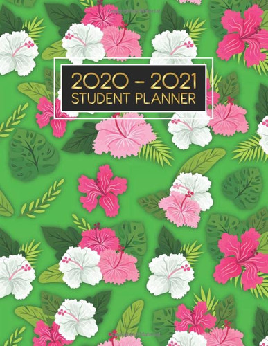 Daily Student Planner: Assignment, Project, Study and Agenda for School, Home and Work | 2020-2021 Academic Weekly, Monthly & Yearly Planner (Large, 8.5 x 11) - Lime Green Floral Cover