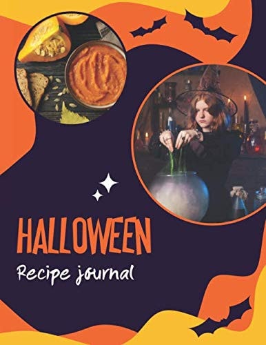 Halloween recipe journal: Large format notebook with 50 recipes to fill in