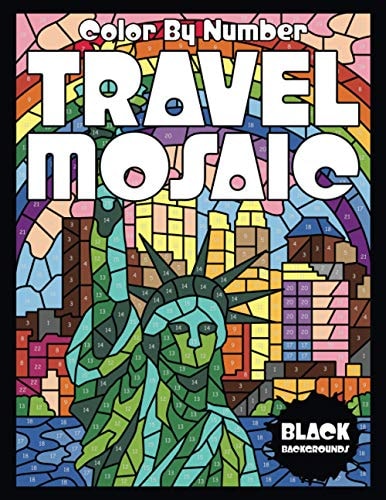 TRAVEL MOSAIC Color by Number (Black Backgrounds)