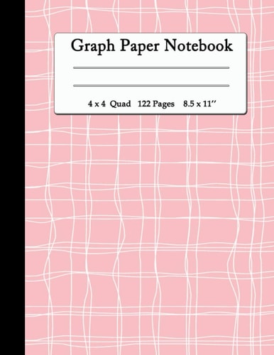Graph Paper Notebook Cute Pink Cover for Gril and Women - Grid Composition Notebook for Math and Science Students Blank Quad Ruled (4 Squares Per Inch), 8. 5'' X 11'', 122 Pages