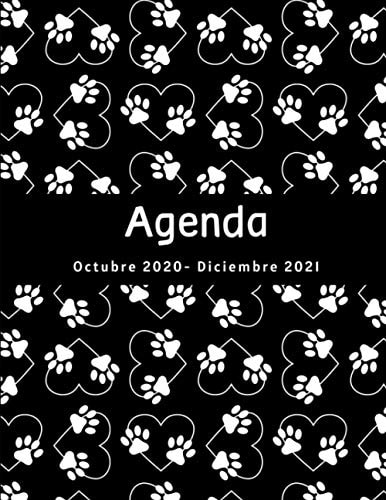 Agenda Octubre 2020- Diciembre 2021 Regalo para Amantes de Los Perros, Calendario 2020-2021, Agenda Semanal y Mensual, Formato A4, Incluye 10 Páginas para Colorear