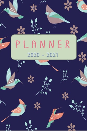 weekly Planner 2020-2021 :: - Academic Weekly & Monthly Planner with Tabs, Size 6 x 9, September 2020 – August 2021, Perfect cover with back pocket - Cream paper - with calendar - Design teal flower