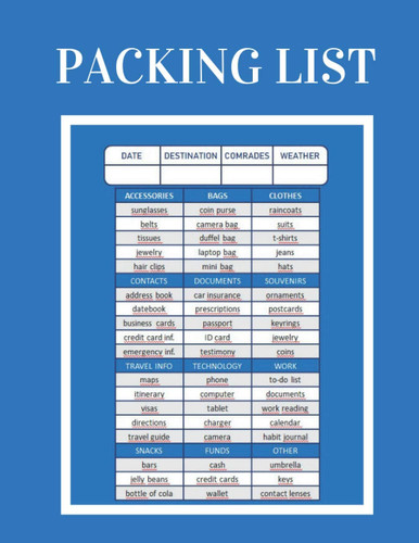 Packing List: Packing list for vacation, beach, camping: Pad packing list notebook