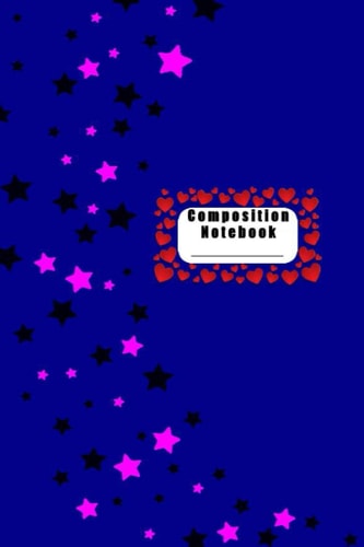 Unicorn composition notebook and sketchbook: journal and notebook for gilrs -- 6X9in 100pages -- nice cover stars view '' blue pink "