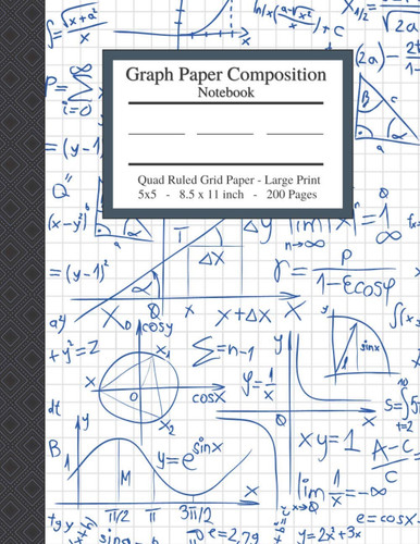 Graph Paper Composition Notebook, 5x5 Quad Ruled Grid Paper 200 pages | Large 8.5 x 11 inch: Math and Science Composition Notebook for Students