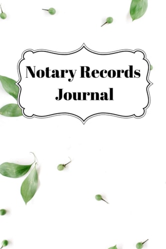 Notary Records Journal: Leaves on white Cover | Notary Services Receipt Book | Notary Public Journal Large Entries | Notarial Acts Log Book