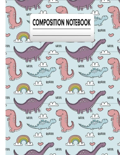 Composition Notebook: Dinosaur Notebook - 150 Pages Lined, Dinosaur Composition Book Journal Diary) (8.5 x 11 Large)