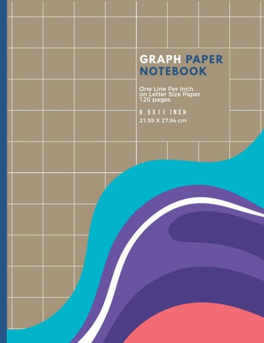 Graph Paper with one line per inch on letter-sized paper: Cross section Engineering graph paper with 1 square/Inch, Letter Size, White, 120 pages side to side print, 8.5 x 11 inch