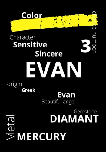EVAN: The mysteries of your first name at a glance | its origin lucky number color metal gemstone | lined notebook | an original gift