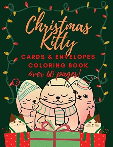 Christmas Kitty Cards and Envelopes Coloring Book Funny Gift for Cats Lovers Kids and Adults