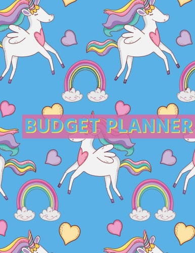 Budget Planner: Unicorns pattern background cute cartoons vector illustration graphic design budget planner organizer