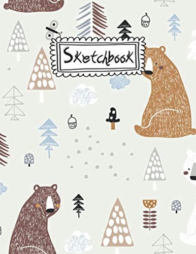 Bears Sketchbook: Best blank white pages with premium art paint multicolor cover for painting, drawing, writing, sketching and doodling, wide papers (8.5 x 11 inches)