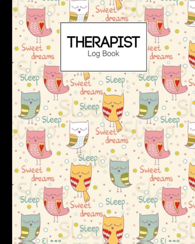 Therapist Log Book: Sleeping Owl Therapist Log Book, Notetaking Planner Notebook, Record Clients Appointments, Therapist’s Log, 120 Pages, Size 8" x 10"