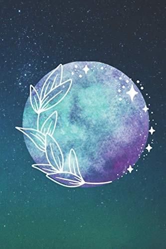 Notebook: Cute Green Floral Planet Galaxy Notebook Lined Journal Blank