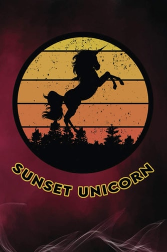 Sunset Unicorn : Notebook: Lined Paperback Journal, Notebook 6x9 inches, 110 pages Nobleed Pattern design in matte cover