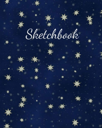 Sketchbook Notebook 8x10 Kids Adult Paper Art Notes 150 pages White pages, Sketch, Doodle, Draw Stars
