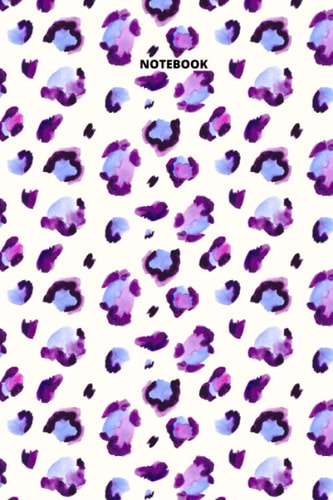 Notebook: Cute Pink, Purple and Blue Watercolor, Leopard Animal Print Composition Notebook - College Ruled 120 Pages - 6 x 9
