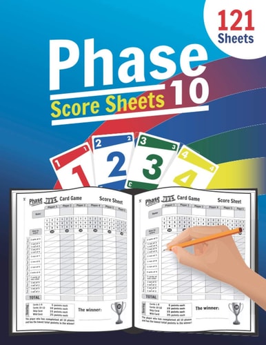 Phase 10 Score Sheets: Large Score Pages for Phase 10 | Phase Ten Score Pads for Scorekeeping