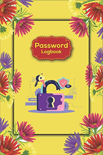 Internet Password Logbook: Flowral yellow cover Password Book with Alphabetical Tabs / Internet Address and Password Logbook Gift, 105 Pages, 6x9,Cove ... password notebook with tabs pocket size