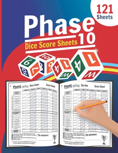 Phase 10 Dice Score Sheets: Large Score Pages for Phase 10 Dice | Phase Ten Score Pads for Scorekeeping