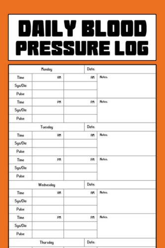 Daily Blood Pressure Log: Blood Pressure Log For Recording Systolic, Diastolic, and Pulse 4 Times per Day