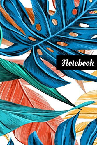 Notebook: Floral nature themed, student journal , green blue boy girl college ruled 100 pages