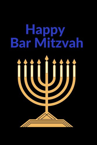 Happy Bar Mitzvah: A5 lined right hand margin for writing on Hebrew and Hebrew study.