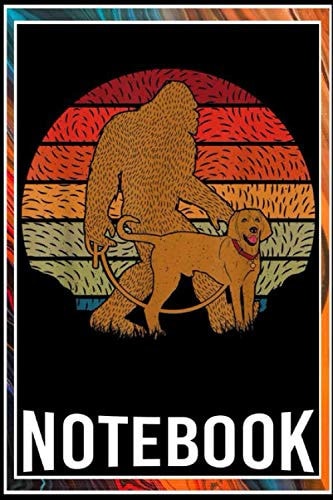 Notebook: Bigfoot Walking Treeing Walker Coonhound Dog Retro Sunset notebook 6x9 inch
