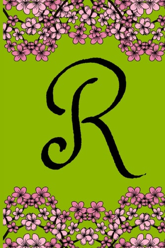 R: Initial Notebook for Women and Girls, Green 6 x 9