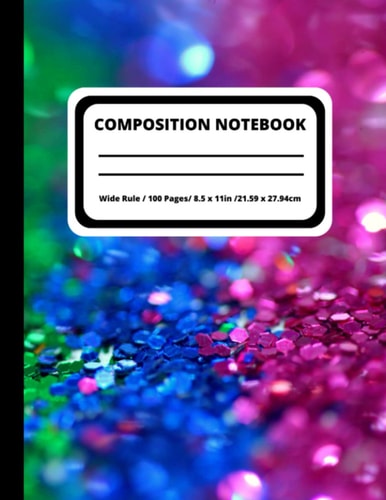 Colorful Composition Notebook Wide Rule, Large 8. 5x11in, 100 Pages, Composition Notebook, Great Gift for Students