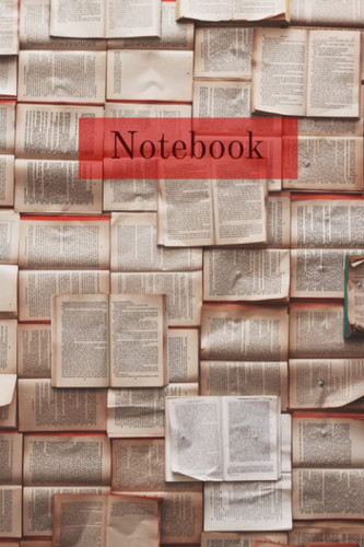 Notebook: Newspaper Notebook | Red and Black | 6 x 9 | Aesthetic | 50 Pages