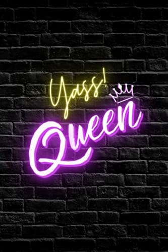 Yass Queen Journal: Violet Neon Light Design in Black: 120 Lined Pages, 6" x 9", Matte Cover