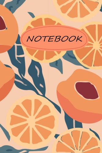 Notebook:: Peach and Orange Print Composition Notebook-Ruled lined 120 page (6"x9")