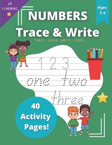 Numbers Trace & Write: Number Handwriting Practice: Trace Color Write Count