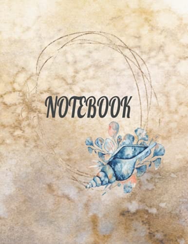 Notebook: Gold Print Composition Notebook - Seashell Journal - College Ruled 120 pages - Large 8.5 x 11