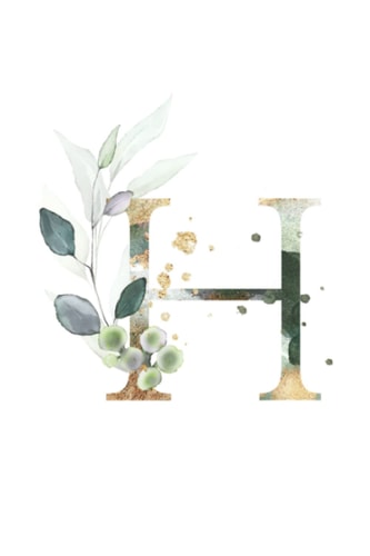 Wild Spirit Journals - Notebook: Watercolored Pastel Floral Monogramed Notebook: Initial Letter H White Notebook Journal for Women, Girls and School.: 9 x 6 inch notebook with 120 Blank lined pages.