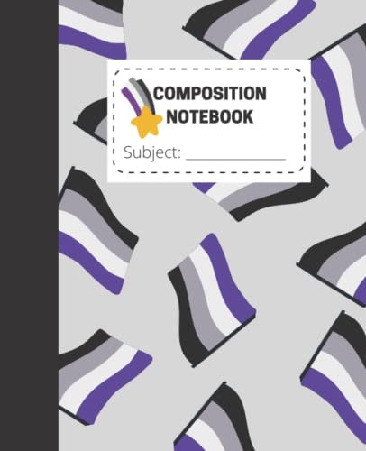 ASEXUAL FLAG COMPOSITION NOTEBOOK, CUTE ASEXUAL FLAG NOTEBOOK - 7.5 x 9.25 100 PAGES WIDE RULED